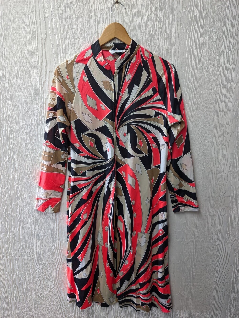 Vintage 60s 70s Boutique New York Geometric Mod Patterned Dress Size Medium
